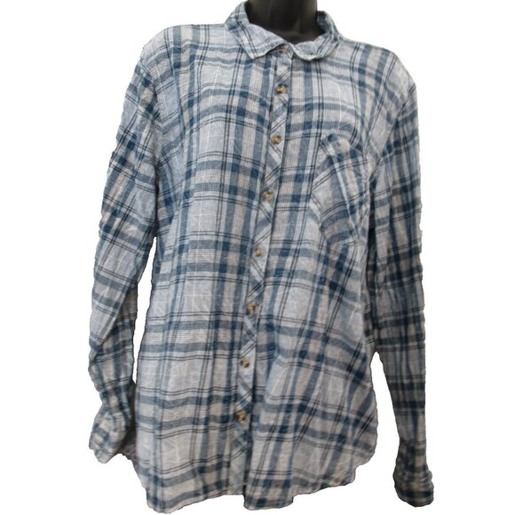 Maurice's  Blue&White Plaid Embellished,L/S Shirt Size 2X - Picture 4 of 13